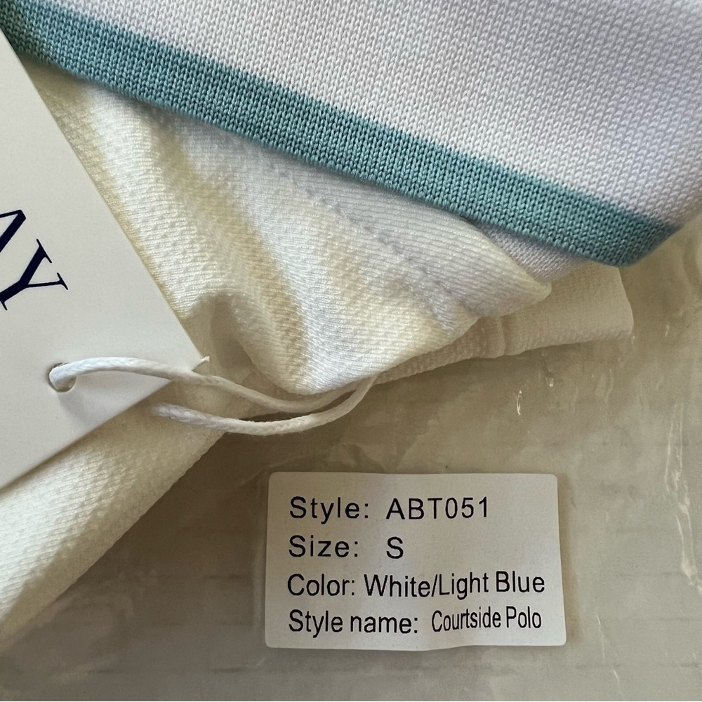 Addison Bay Courtside Polo Shirt White Blue Stripe Golf Tennis Small NWT - Picture 11 of 13